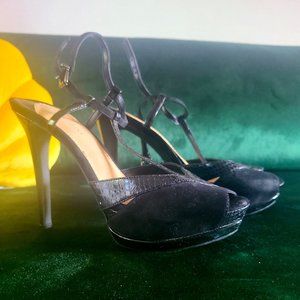 Black Suede and patent leather heel